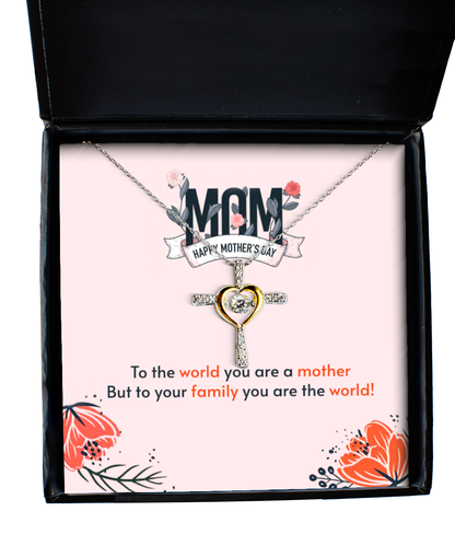 Happy Mother's Day Mom, Cross Dancing Necklace For Mom, Appreciation Gift To Mom From Daughter, Mom Jewelry Gift, I Love You Mom