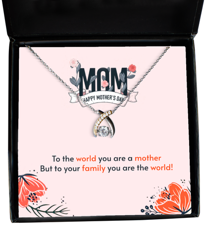 Happy Mother's Day Mom, Wishbone Dancing Necklace For Mom, Appreciation Gift To Mom From Daughter, Mom Jewelry Gift, I Love You Mom