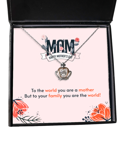 Happy Mother's Day Mom, Crown Pendant Necklace For Mom, Appreciation Gift To Mom From Daughter, Mom Jewelry Gift, I Love You Mom