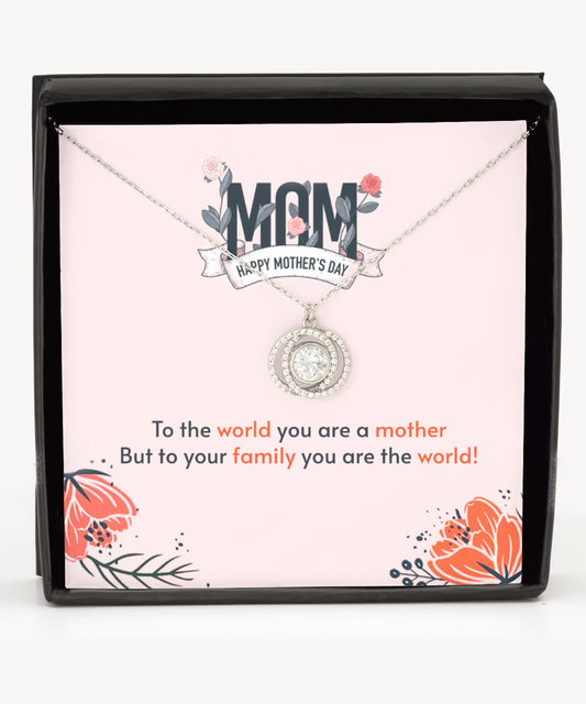 Happy Mother's Day Mom, Double Crystal Circle Necklace For Mom, Appreciation Gift To Mom From Daughter, Mom Jewelry Gift, I Love You Mom