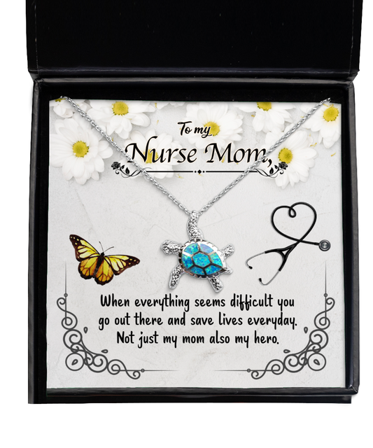 Nurse Mom Opal Turtle Necklace, To My Nurse Mom, Nurse Mom Jewelry, For Nurse Mom From Daughter, Mother's Day Nurse Mom Gifts