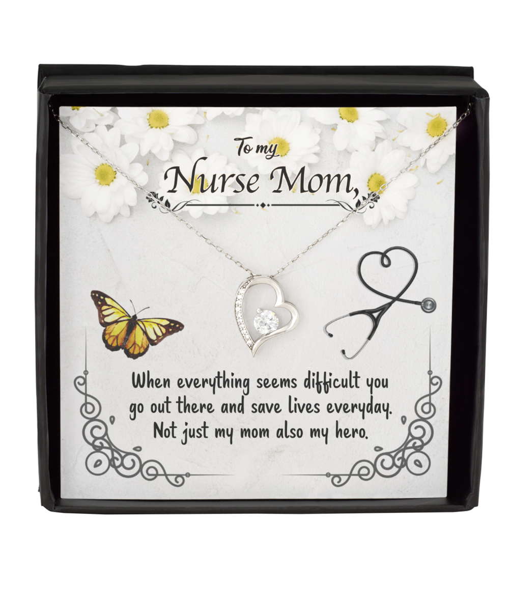 Nurse Mom Solitaire Crystal Necklace, To My Nurse Mom, Nurse Mom Jewelry, For Nurse Mom From Daughter, Mother's Day Nurse Mom Gifts