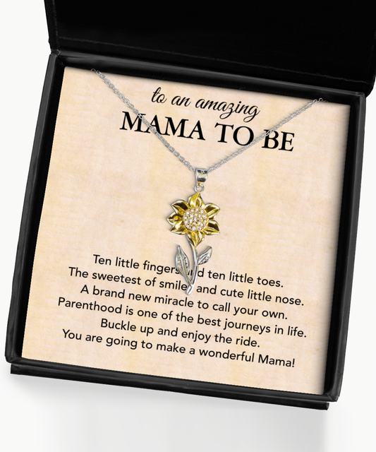 Pregnancy Gift For First Time Mama, Sunflower Pendant Necklace For Mama To Be, Baby Shower Gift For First Time Mama, Mama To Be Gift