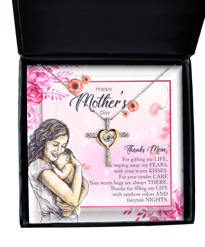 Happy Mother's Day Gift, Cross Dancing Necklace For Mother, Thank You For Everything Gift For Mother, Gift With Love To My Mother