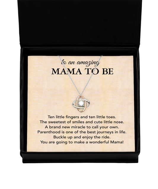 Pregnancy Gift For First Time Mama, Love Knot Rose Gold Necklace For Mama To Be, Baby Shower Gift For First Time Mama, Mama To Be Gift