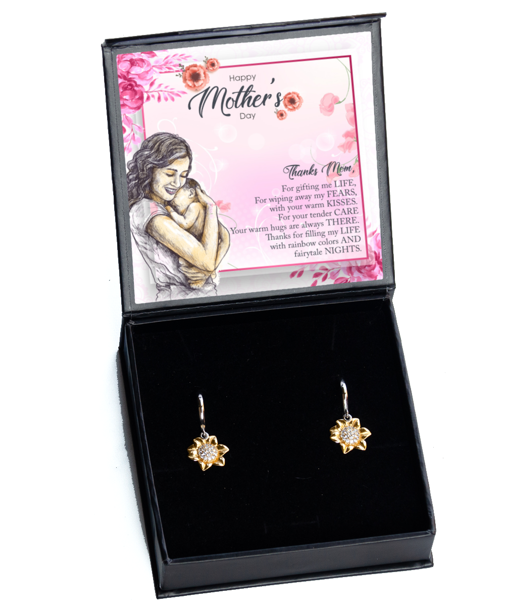 Happy Mother's Day Gift, Sunflower Earrings For Mother, Thank You For Everything Gift For Mother, Gift With Love To My Mother