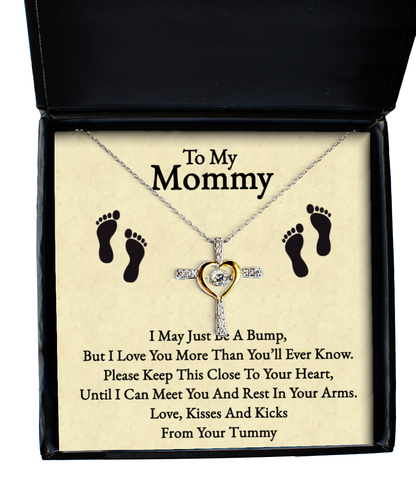 Mommy To Be Gift From Bump, Cross Dancing Necklace For New Mommy, Baby Shower For Mommy To Be, Pregnancy Gift For First Time Mommy