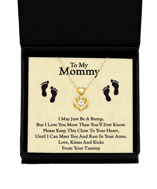 Mommy To Be Gift From Bump, Heart Knot Gold Necklace For New Mommy, Baby Shower For Mommy To Be, Pregnancy Gift For First Time Mommy