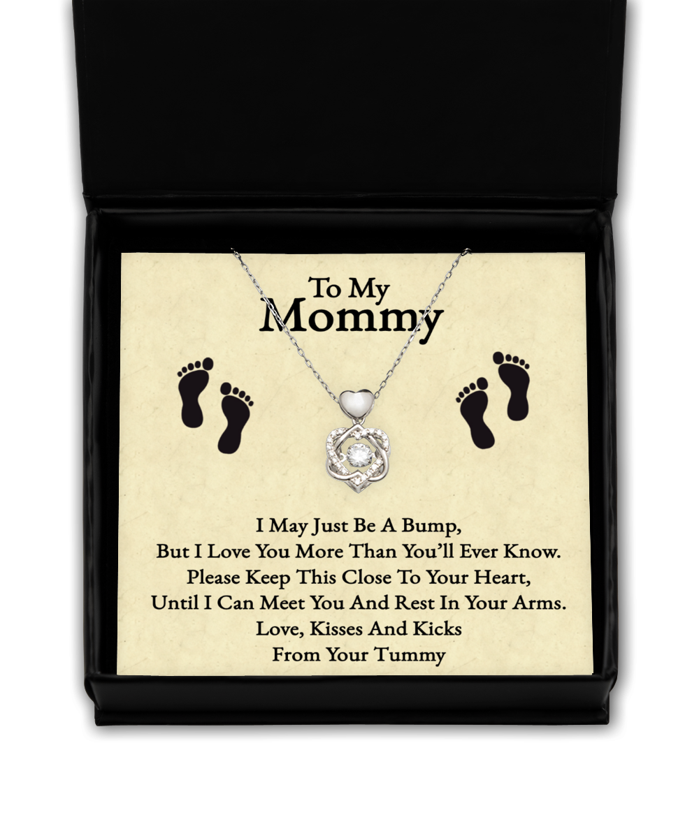 Mommy To Be Gift From Bump, Heart Knot Silver Necklace For New Mommy, Baby Shower For Mommy To Be, Pregnancy Gift For First Time Mommy