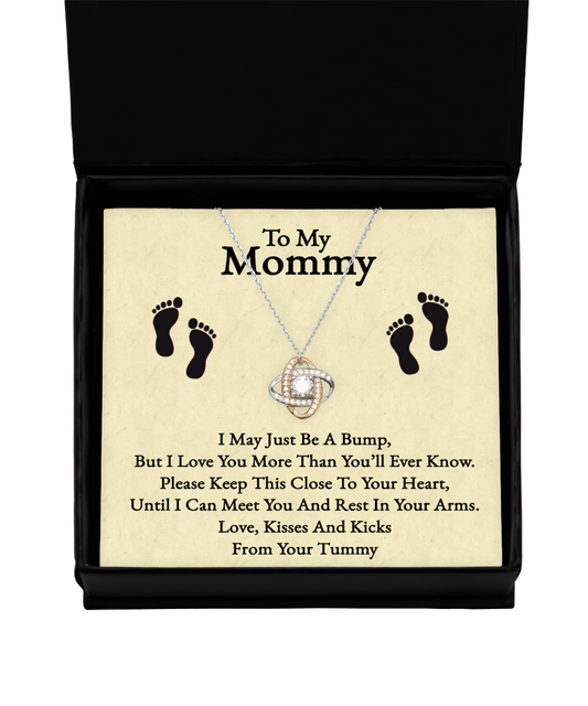 Mommy To Be Gift From Bump, Love Knot Rose Gold Necklace For New Mommy, Baby Shower For Mommy To Be, Pregnancy Gift For First Time Mommy