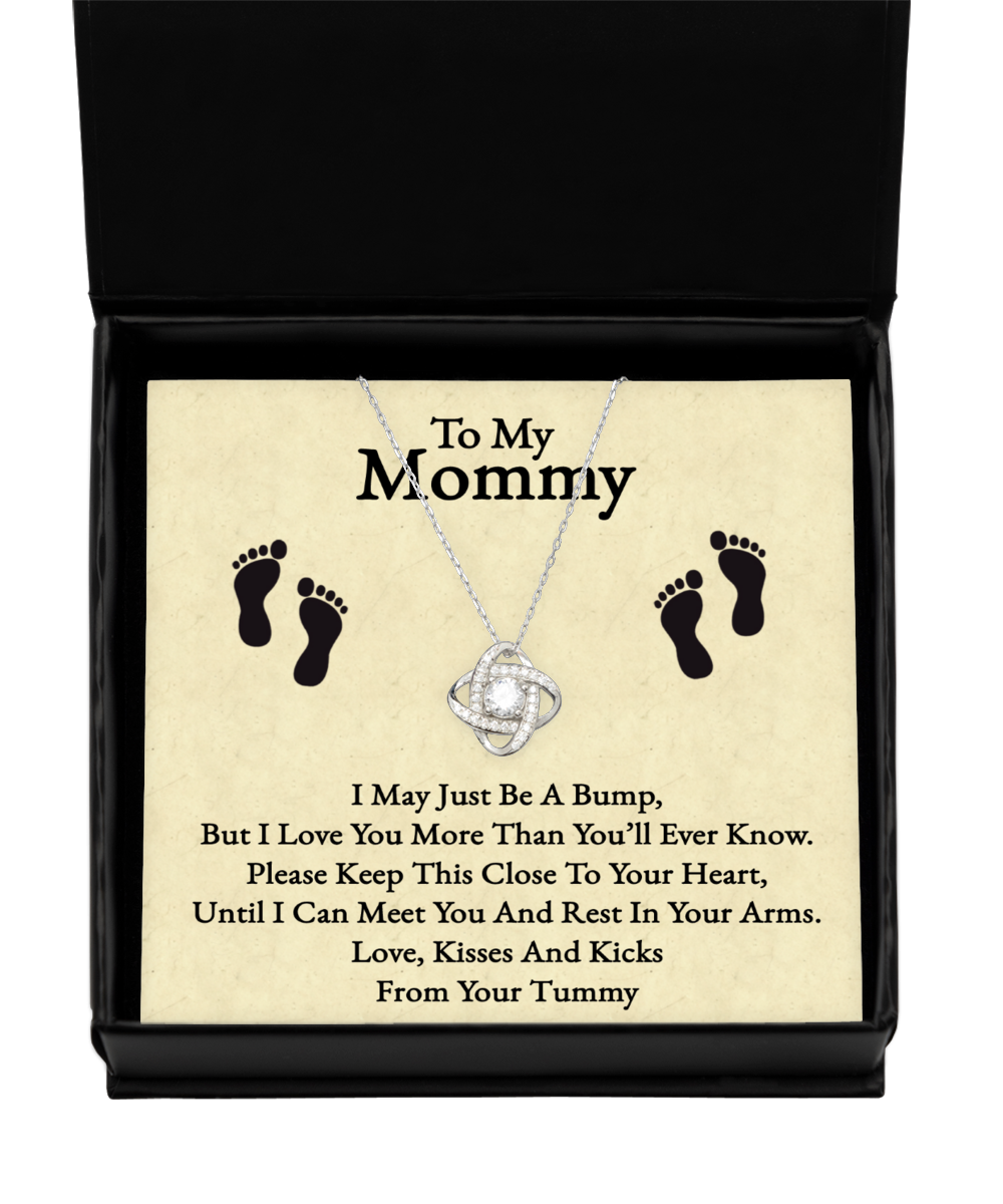 Mommy To Be Gift From Bump, Love Knot Silver Necklace For New Mommy, Baby Shower For Mommy To Be, Pregnancy Gift For First Time Mommy