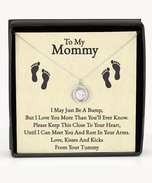 Mommy To Be Gift From Bump, Double Crystal Circle Necklace For New Mommy, Baby Shower For Mommy To Be, Pregnancy Gift For First Time Mommy