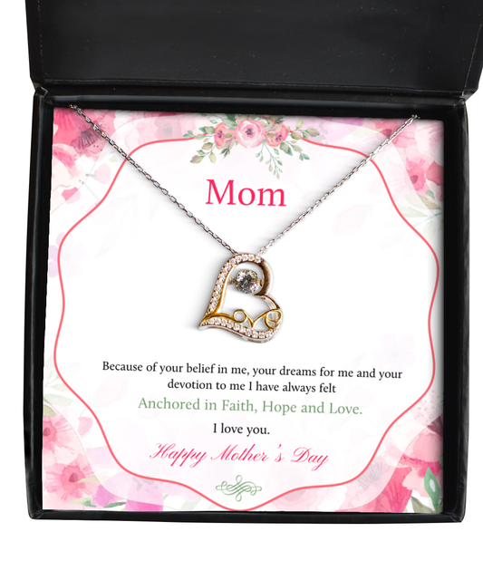 Happy Mother's Day Mom, Love Dancing Necklace For Mom, Appreciation Gift To Mom From Daughter, Mom Jewelry Gift, I Love You Mom