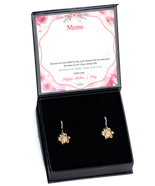 Happy Mother's Day Mom, Sunflower Earrings For Mom, Appreciation Gift To Mom From Daughter, Mom Jewelry Gift, I Love You Mom