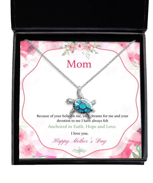 Happy Mother's Day Mom, Opal Turtle Necklace For Mom, Appreciation Gift To Mom From Daughter, Mom Jewelry Gift, I Love You Mom