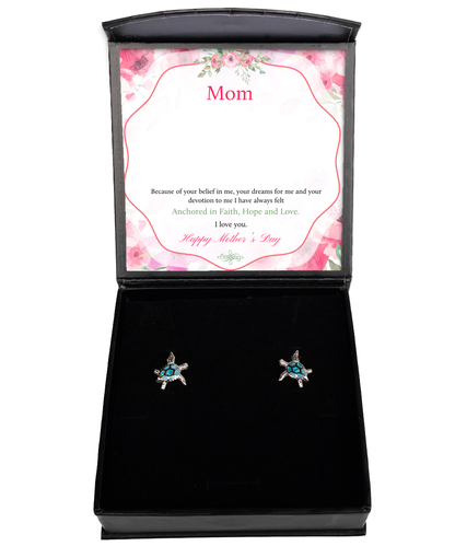 Happy Mother's Day Mom, Opal Turtle Earrings For Mom, Appreciation Gift To Mom From Daughter, Mom Jewelry Gift, I Love You Mom