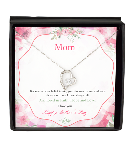 Happy Mother's Day Mom, Solitaire Crystal Necklace For Mom, Appreciation Gift To Mom From Daughter, Mom Jewelry Gift, I Love You Mom