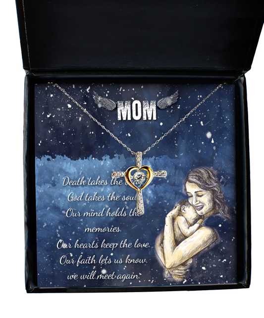 To My Angel Mom, Cross Dancing Necklace To My Mom, I Love You Mom, Religious Gifts For Mom, Mom Gift Ideas, Jewelry Gift For Mom