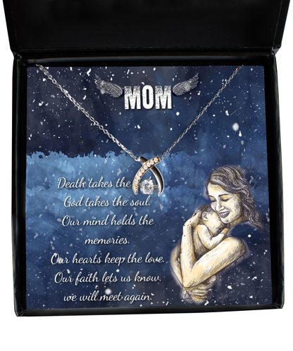 To My Angel Mom, Wishbone Dancing Necklace To My Mom, I Love You Mom, Thoughtful Gifts For Mom, Mom Gift Ideas, Jewelry Gift For Mom