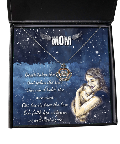 To My Angel Mom, Crown Pendant Necklace To My Mom, I Love You Mom, Thoughtful Gifts For Mom, Mom Gift Ideas, Jewelry Gift For Mom