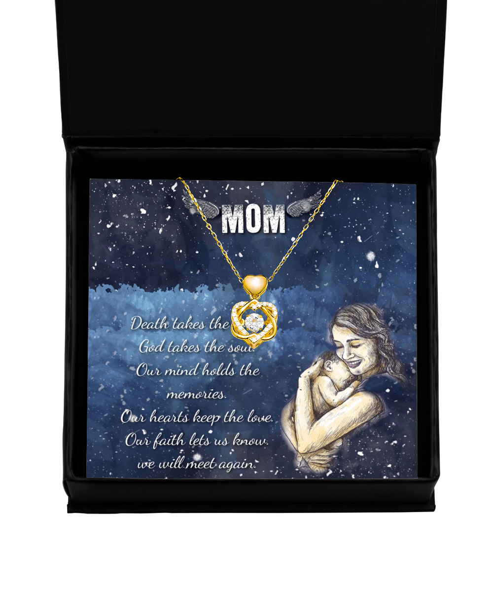 To My Angel Mom, Heart Knot Gold Necklace To My Mom, I Love You Mom, Thoughtful Gifts For Mom, Mom Gift Ideas, Jewelry Gift For Mom