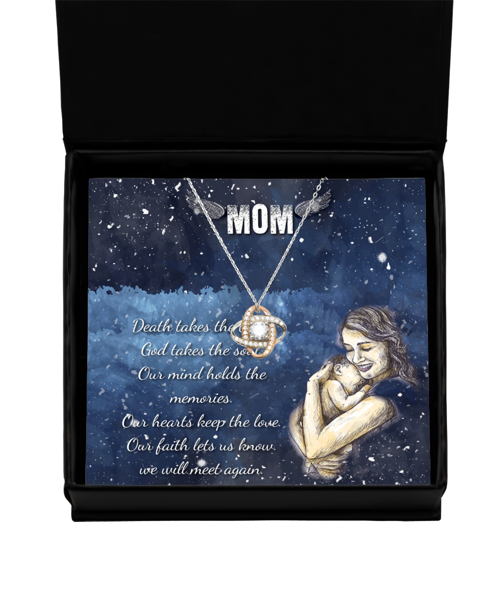 To My Angel Mom, Love Knot Rose Gold Necklace To My Mom, I Love You Mom, Thoughtful Gifts For Mom, Mom Gift Ideas, Jewelry Gift For Mom