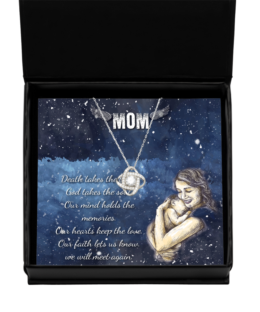 To My Angel Mom, Love Knot Silver Necklace To My Mom, I Love You Mom, Thoughtful Gifts For Mom, Mom Gift Ideas, Jewelry Gift For Mom