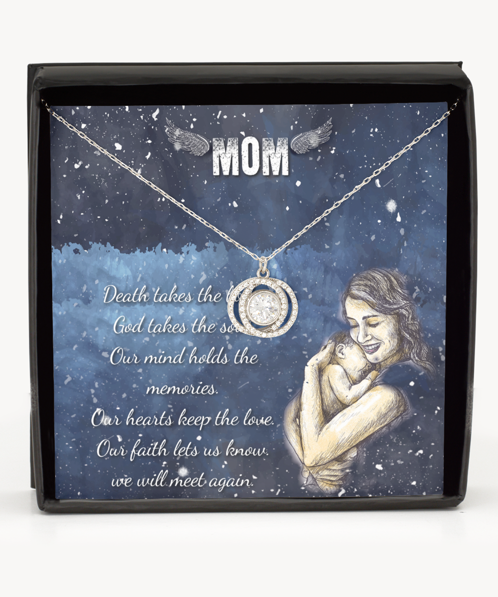 To My Angel Mom, Double Crystal Circle Necklace To My Mom, I Love You Mom, Thoughtful Gifts For Mom, Mom Gift Ideas, Jewelry Gift For Mom