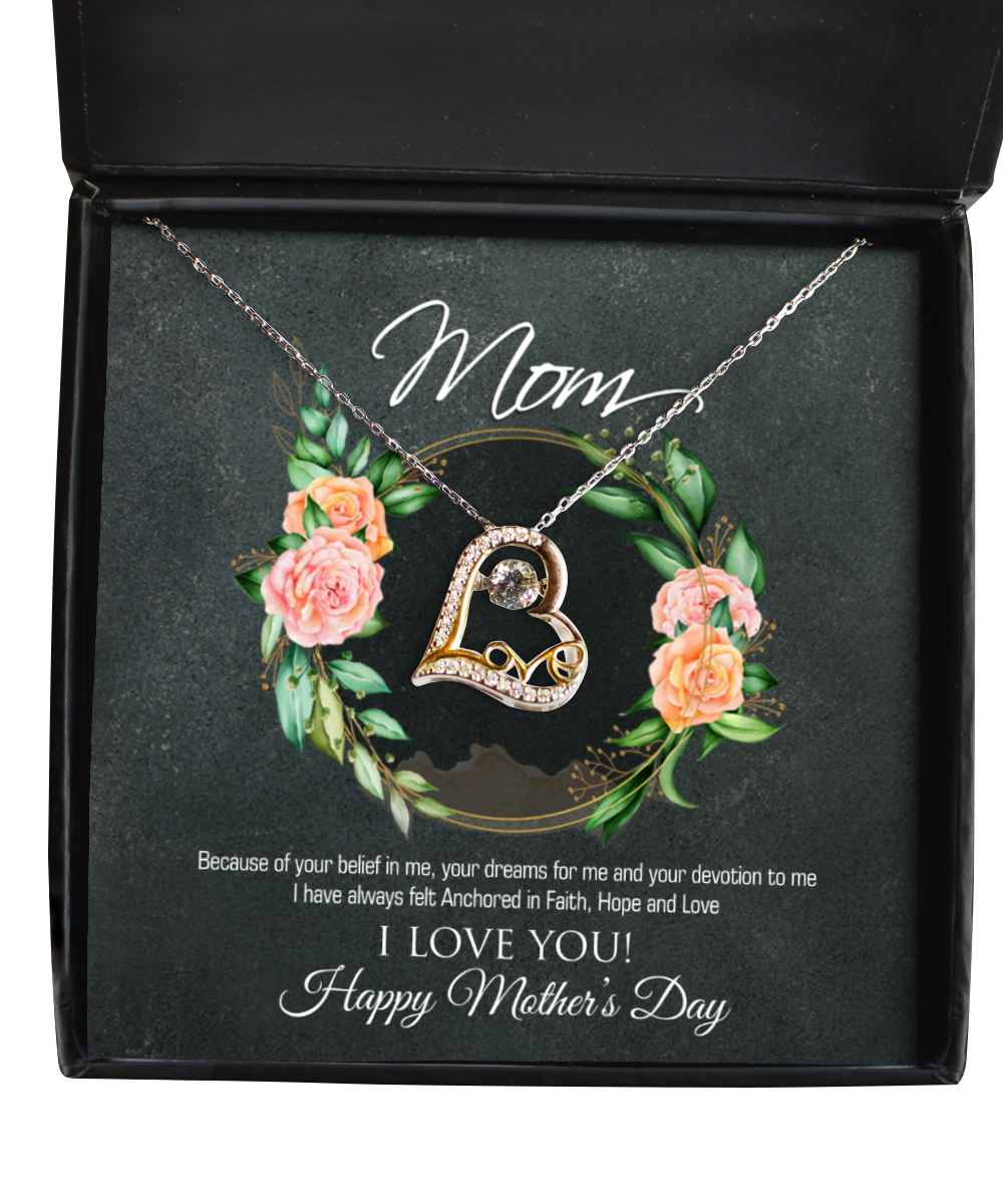 Happy Mother's Day Mom, Love Dancing Necklace For Mom, Appreciation Gift To Mom From Daughter, Mom Jewelry Gift, I Love You Mom