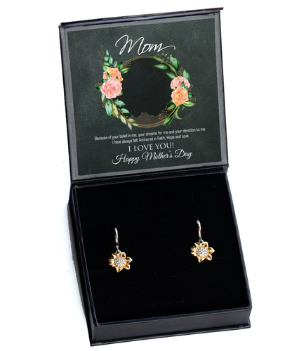 Happy Mother's Day Mom, Sunflower Earrings For Mom, Appreciation Gift To Mom From Daughter, Mom Jewelry Gift, I Love You Mom