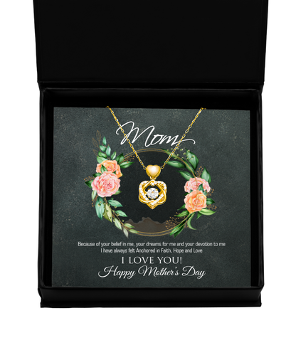 Happy Mother's Day Mom, Heart Knot Gold Necklace For Mom, Appreciation Gift To Mom From Daughter, Mom Jewelry Gift, I Love You Mom