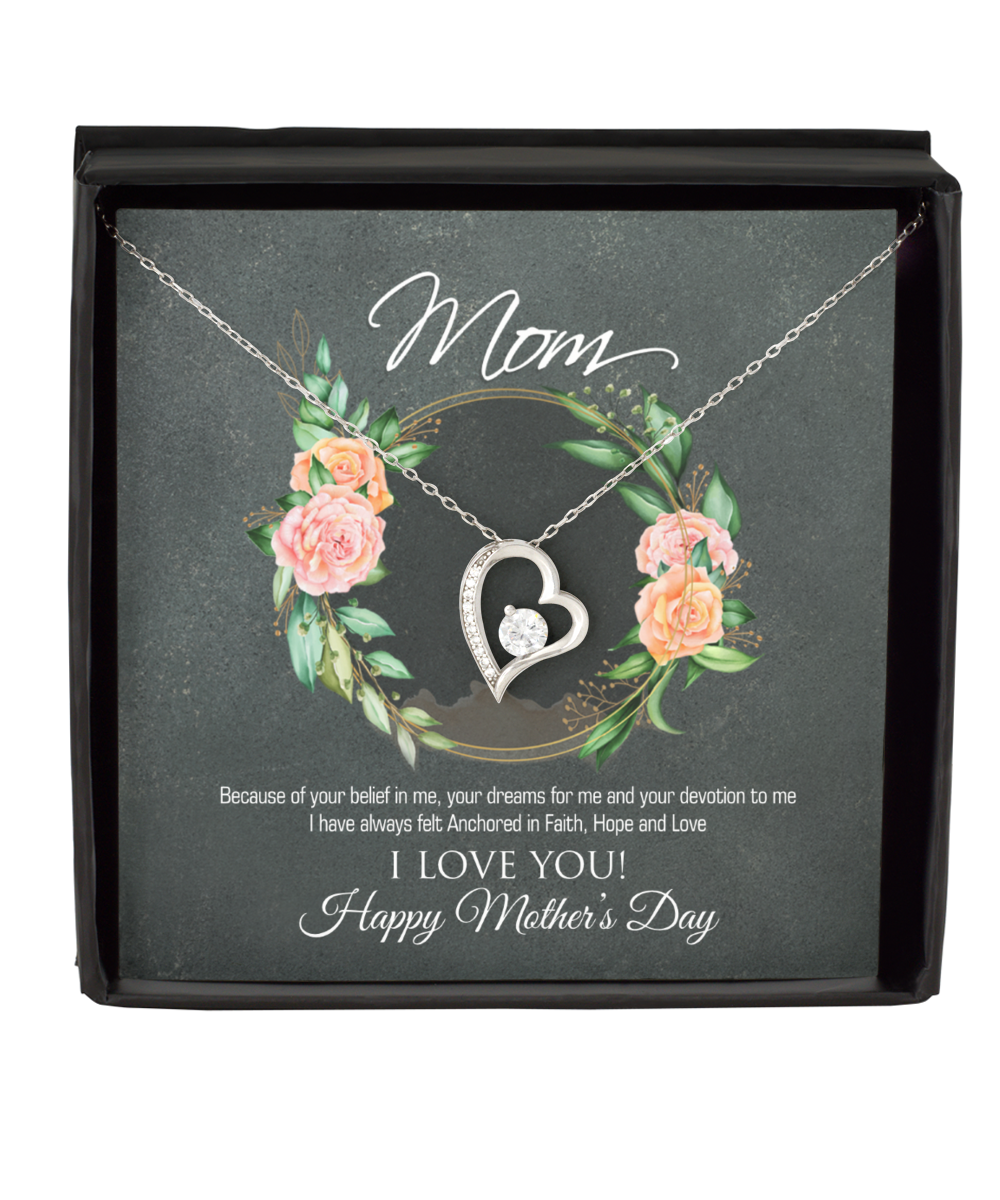 Happy Mother's Day Mom, Solitaire Crystal Necklace For Mom, Appreciation Gift To Mom From Daughter, Mom Jewelry Gift, I Love You Mom