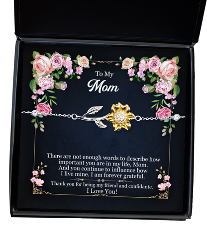 Forever Grateful To You Mom, Sunflower Bracelet For Mom, I Love You Mom, Birthday Gifts To My Mom, Thank You Gifts Mom