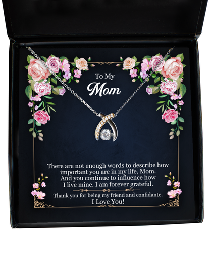 Forever Grateful To You Mom, Wishbone Dancing Necklace For Mom, I Love You Mom, Birthday Gifts To My Mom, Thank You Gifts Mom