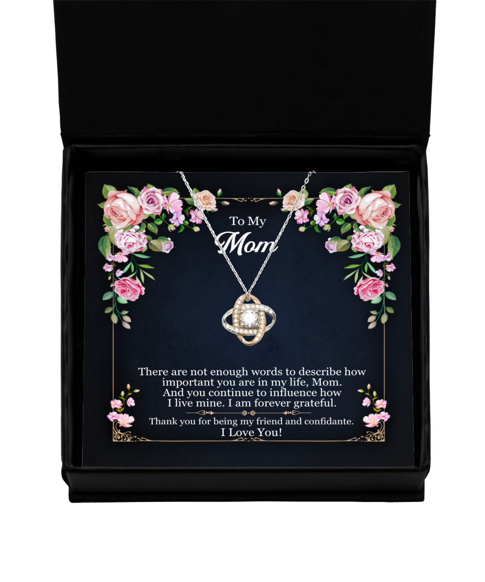 Forever Grateful To You Mom, Love Knot Rose Gold Necklace For Mom, I Love You Mom, Birthday Gifts To My Mom, Thank You Gifts Mom