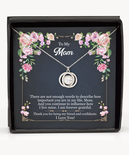 Forever Grateful To You Mom, Double Crystal Circle Necklace For Mom, I Love You Mom, Birthday Gifts To My Mom, Thank You Gifts Mom