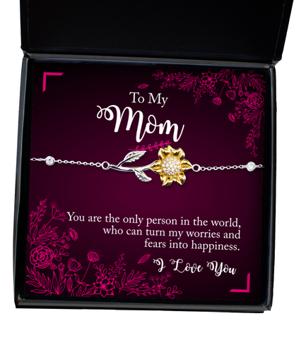 To My Loving Mom, Sunflower Bracelet For Mom, Thank you Mom Birthday Gift, I Love You Mom, Christmas Present Ideas To Mom