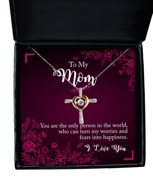 To My Loving Mom, Cross Dancing Necklace For Mom, Thank you Mom Birthday Gift, I Love You Mom, Christmas Present Ideas To Mom