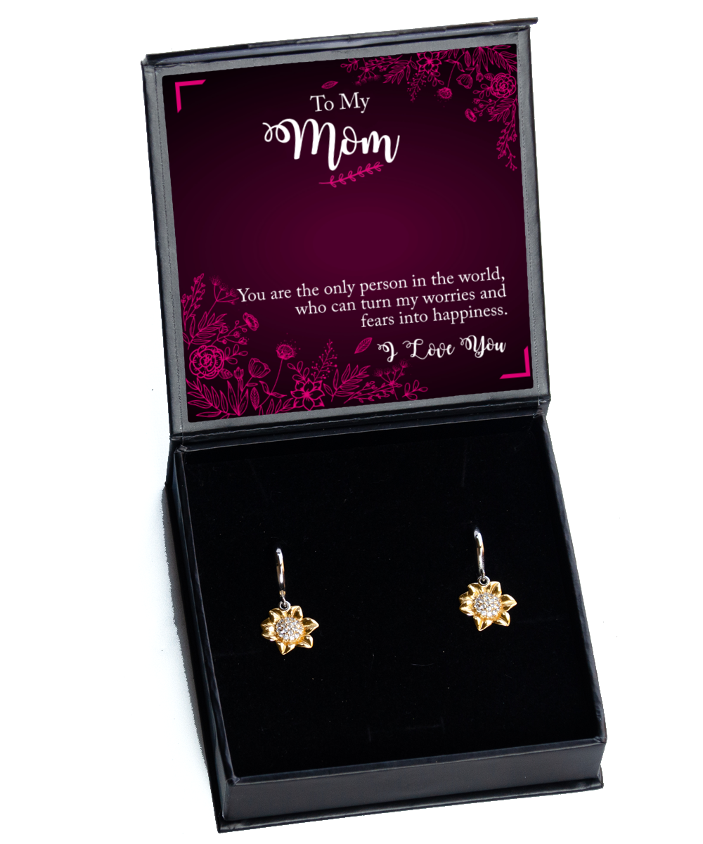 To My Loving Mom, Sunflower Earrings For Mom, Thank you Mom Birthday Gift, I Love You Mom, Christmas Present Ideas To Mom