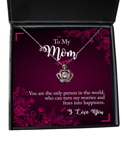 To My Loving Mom, Crown Pendant Necklace For Mom, Thank you Mom Birthday Gift, I Love You Mom, Christmas Present Ideas To Mom