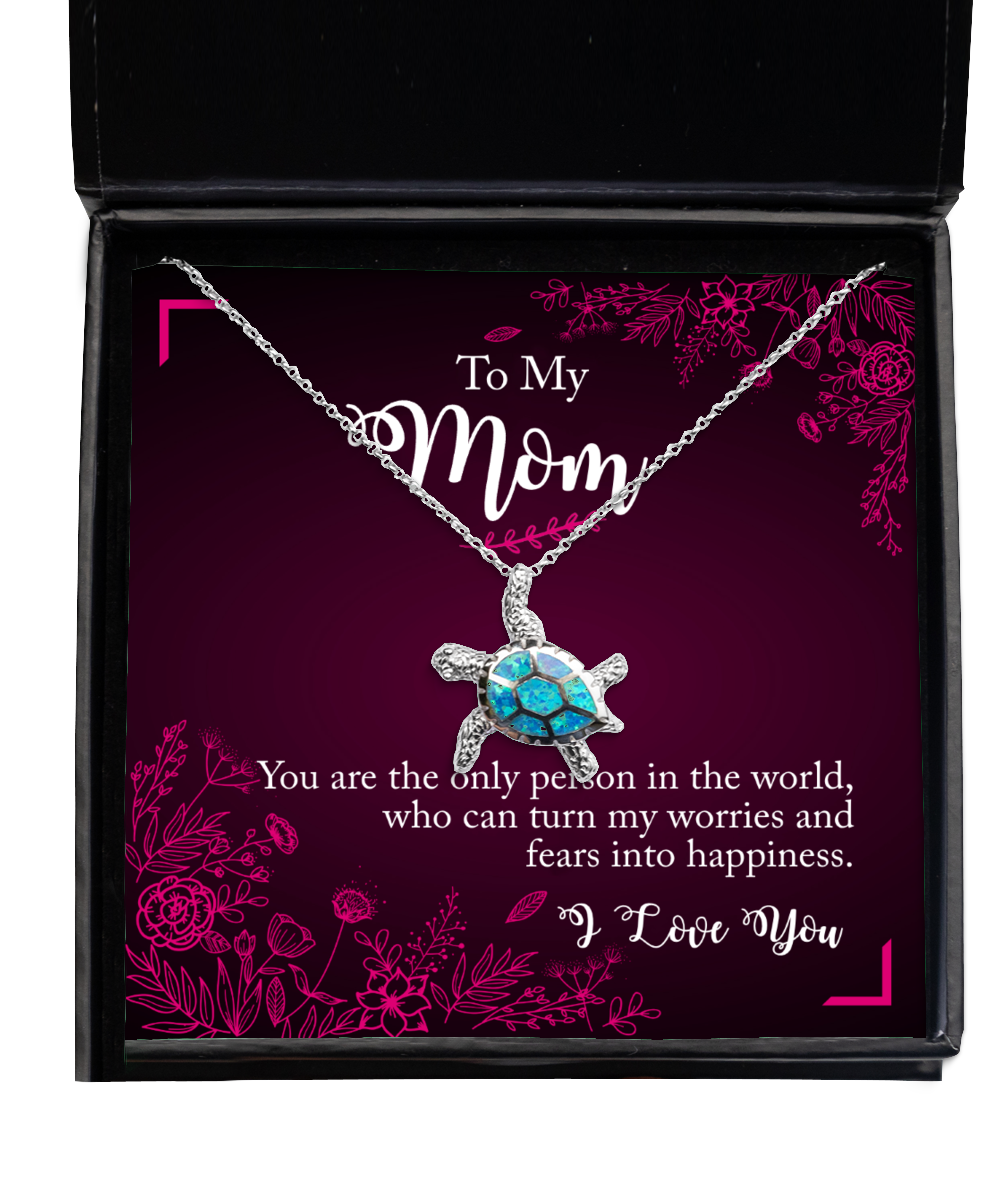 To My Loving Mom, Opal Turtle Necklace For Mom, Thank you Mom Birthday Gift, I Love You Mom, Christmas Present Ideas To Mom