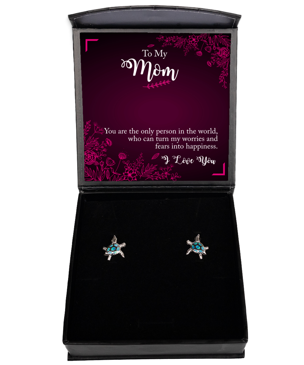 To My Loving Mom, Opal Turtle Earrings For Mom, Thank you Mom Birthday Gift, I Love You Mom, Christmas Present Ideas To Mom