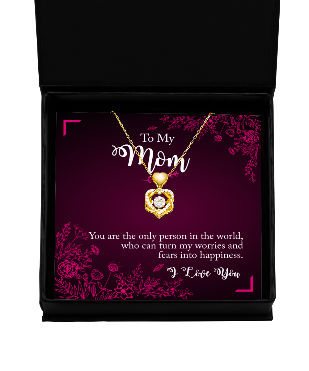 To My Loving Mom, Heart Knot Gold Necklace For Mom, Thank you Mom Birthday Gift, I Love You Mom, Christmas Present Ideas To Mom