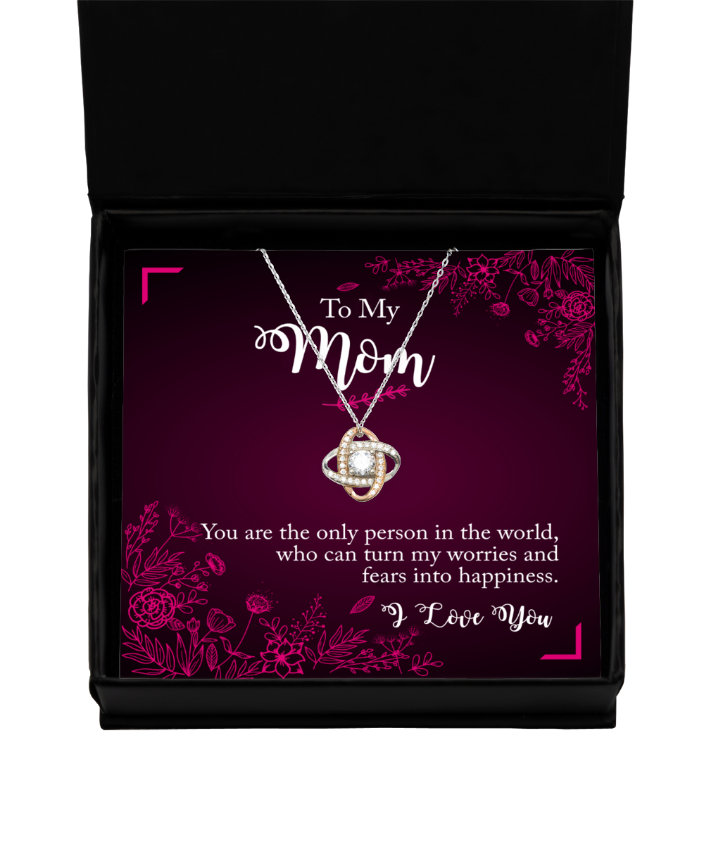 To My Loving Mom, Love Knot Rose Gold Necklace For Mom, Thank you Mom Birthday Gift, I Love You Mom, Christmas Present Ideas To Mom