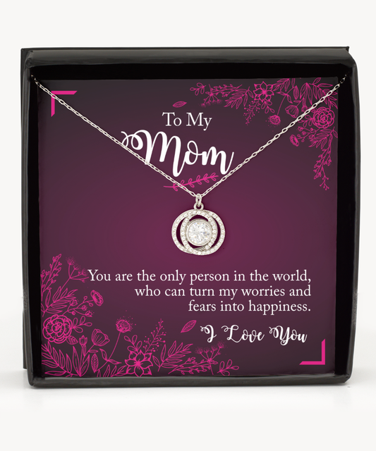 To My Loving Mom, Double Crystal Circle Necklace For Mom, Thank you Mom Birthday Gift, I Love You Mom, Christmas Present Ideas To Mom