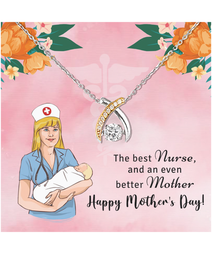 Mother's Day Gift For Nurse Mother, Wishbone Dancing Necklace For Nurse Mother, To The Best Nurse Mother, Gift For Nurse Mother