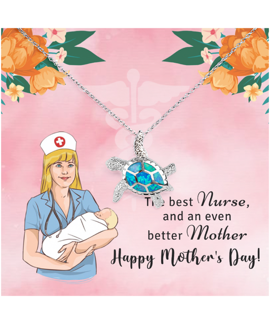 Mother's Day Gift For Nurse Mother, Opal Turtle Necklace For Nurse Mother, To The Best Nurse Mother, Gift For Nurse Mother