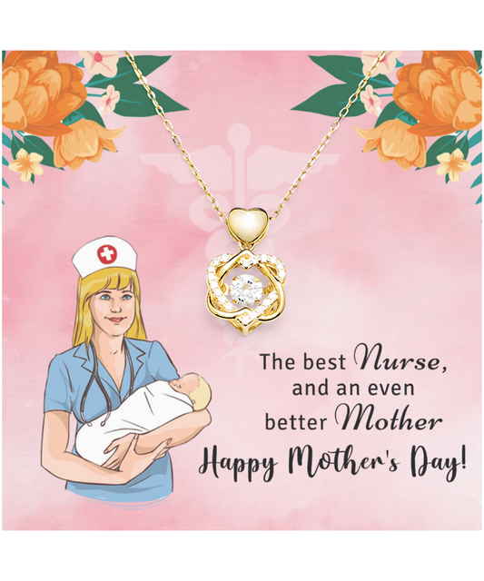 Mother's Day Gift For Nurse Mother, Heart Knot Gold Necklace For Nurse Mother, To The Best Nurse Mother, Gift For Nurse Mother