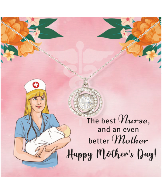 Mother's Day Gift For Nurse Mother, Double Crystal Circle Necklace For Nurse Mother, To The Best Nurse Mother, Gift For Nurse Mother