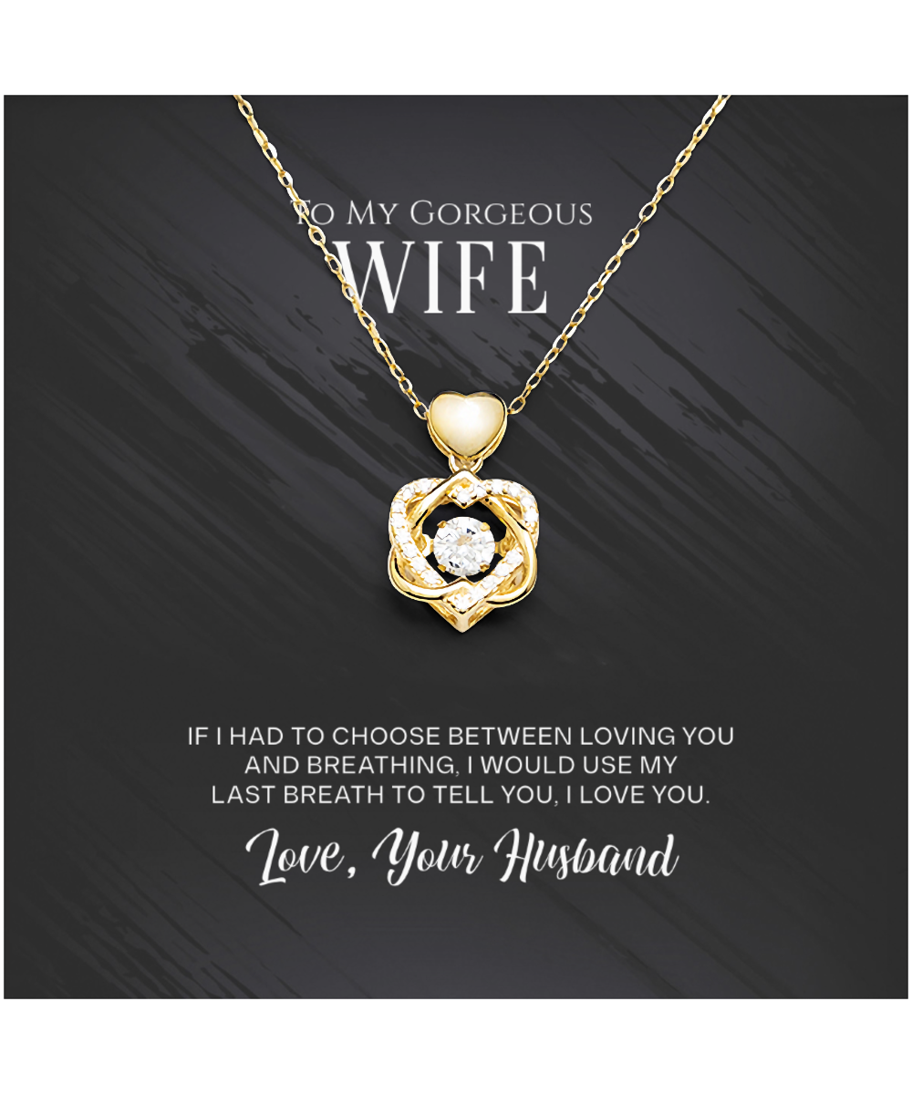 To My Gorgeous Wife, Heart Knot Gold Necklace From Husband, Wife Anniversary Present, Birthday Wife Gift From Husband, Gift To My Wife